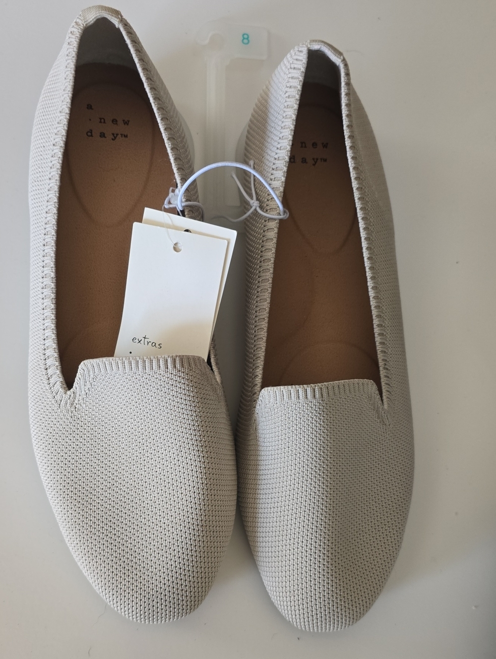 a new day Neutral Knit Slip-On Loafers in Light Beige Size 8 New
